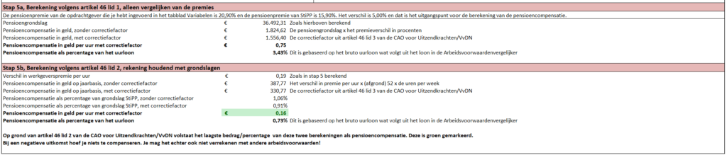 Voorbeeld van de berekening Pensioencompensatie